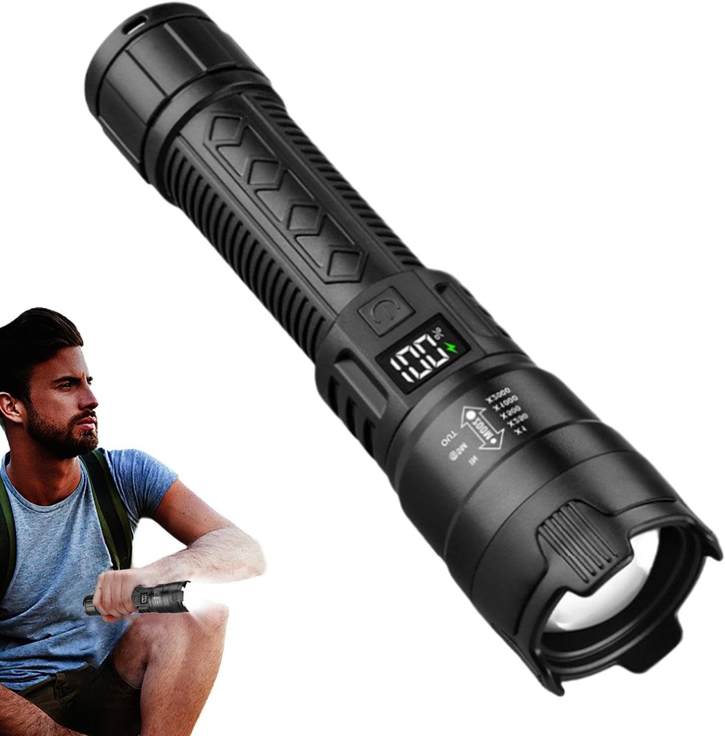戦術的な LED 懐中電灯 2000LM USB 充電式防水 - Outdoor Adventure Trips のレビューと価格