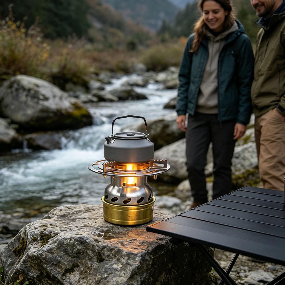 屋外用ポータブルステンレス製アルコールストーブセット。折りた - Outdoor Adventure Backpack のレビューと価格