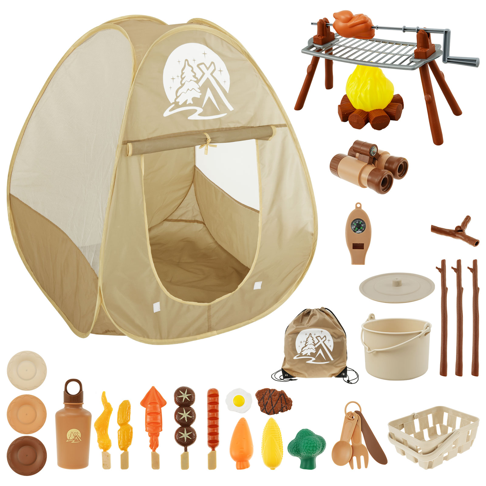 キッズキャンプおもちゃセットテントポップアップ子供プレイテン - Outdoor Adventure Kit For Kids のレビューと価格